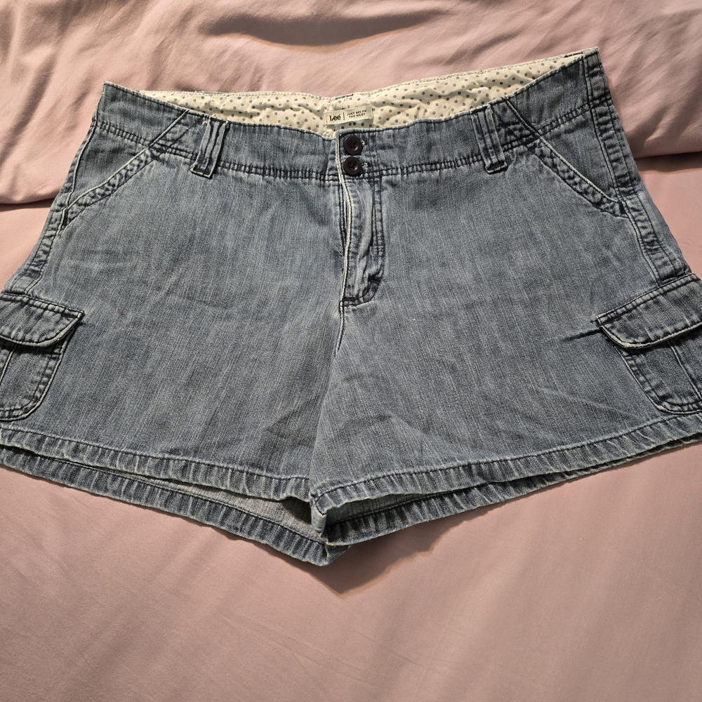 Lee Light Wash Denim Cargo Shorts with Flap Pockets